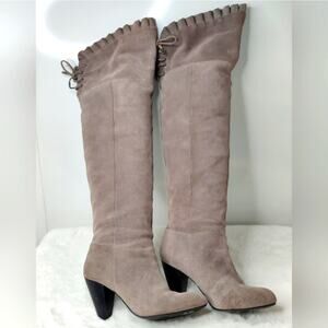 BCBG Gray Leather Boots 10 Adjustable Calf
Thigh High